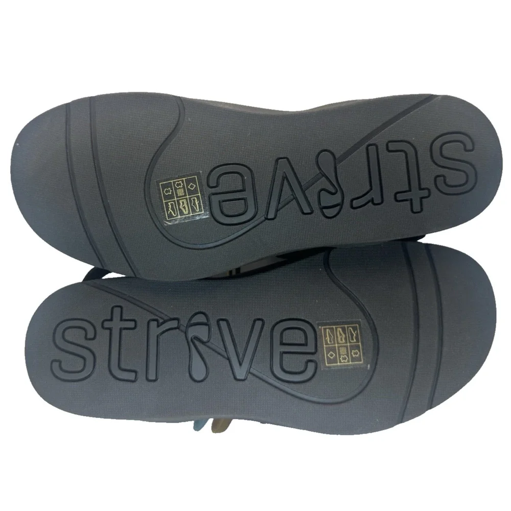 Strive Womens Orthopedic Black Sandals Strappy Leather Arch Support Anguila 10 M